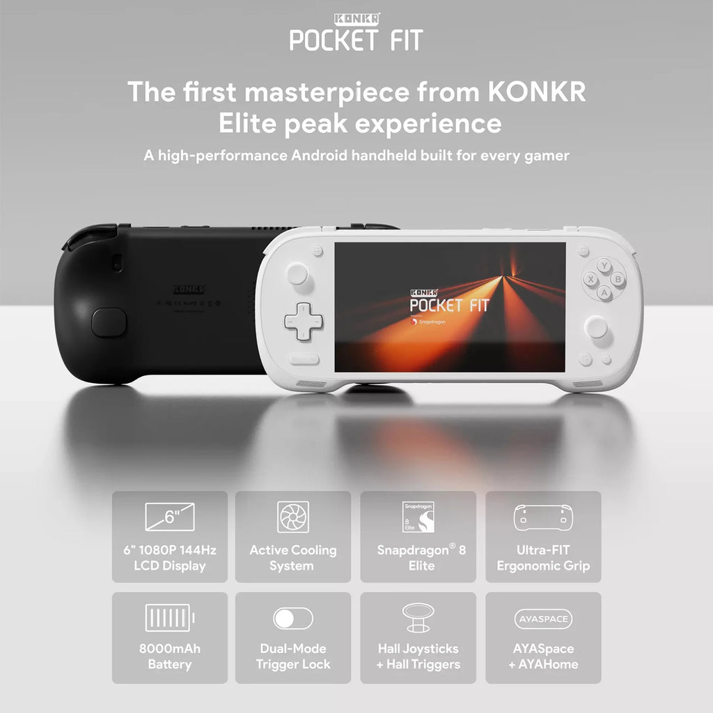 AYANEO Konkr Pocket FIT Retro tragbare Spielekonsole G3 GEN3 6'' LCD 144Hz WiFi, 8000mAh Akku