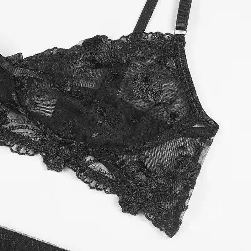 Neue Damen Dessous Set Spitze Stickerei Push Up BH Höschen Sets Tiefer V Ausschnitt Sexy Unterwäsche BHs Büstenhalter Dessous