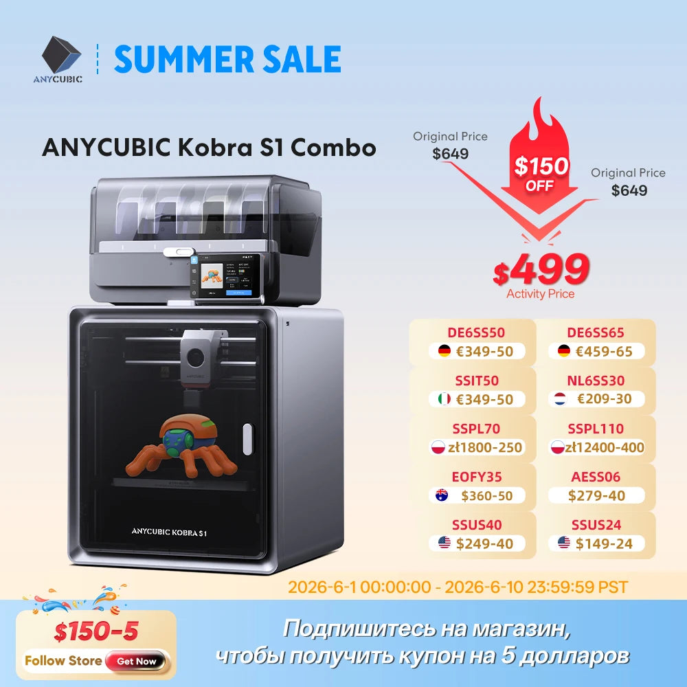 Anycubic Kobra S1 Combo Multi-Color 3D-Drucker Hochpräziser Core XY Stabile Struktur Ultra-Leise Max Geschwindigkeit 600mm/s 3D-Drucker Hauptbild