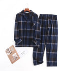 Herren-Hausanzüge Langärmelige Hosenanzüge für Herbst und Winter Pyjamas für Herren Flanell Kariertes Design Pyjamas für Herren
