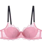 Sexy Spitzen-BH- und Höschen-Set, Minimizer, Anti-Sagging, vollflächig bedeckend, verstellbarer Bügel, große Bruststütze, dünne Seitenstütze, kein Überlaufen