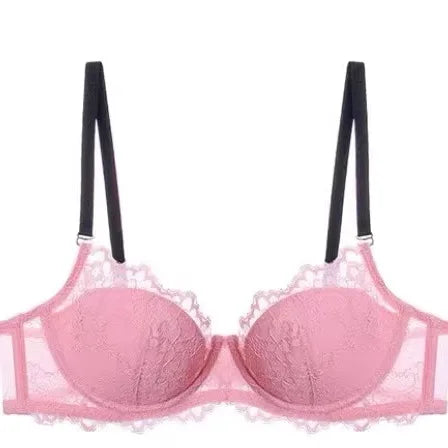 Sexy Spitzen-BH- und Höschen-Set, Minimizer, Anti-Sagging, vollflächig bedeckend, verstellbarer Bügel, große Bruststütze, dünne Seitenstütze, kein Überlaufen