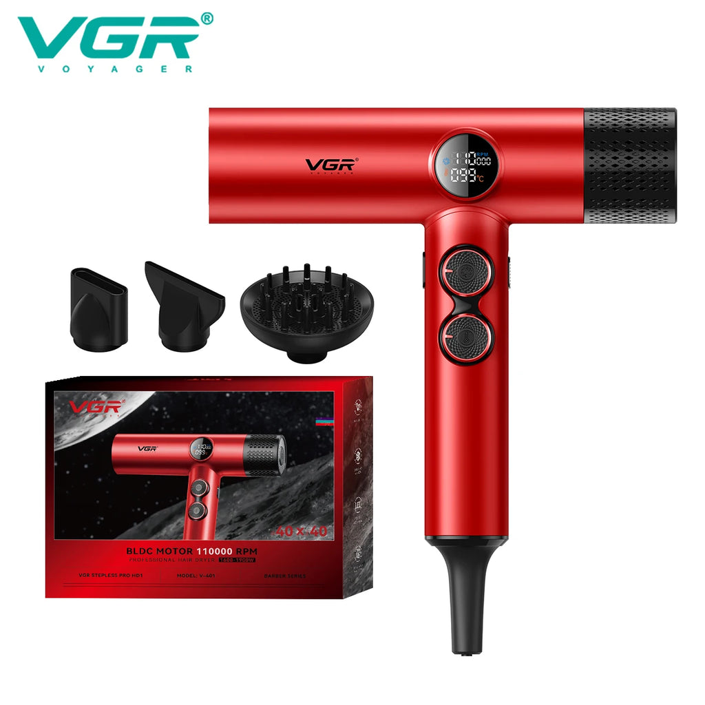 VGR Haartrockner Professioneller Haartrockner BLDC-Motor Haarstyling-Föhnmaschine 110000 U/min Negativ-Ionen Salon-Gebläse V-401