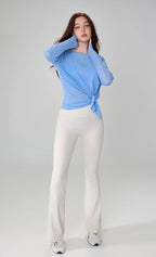 Atmungsaktives langärmliges Yoga-Cover-up, leichtes, schnell trocknendes Lauftop für Damen, lockere Passform, schlicht, Sport, Fitness, Outdoor, Freizeit
