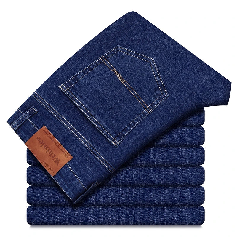 Wthinlee Neue Business Herren Jeans Casual Straight Stretch Fashion Klassische Blau Schwarze Arbeitshose Denim Hose Männer Kleidung