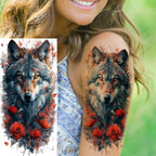 1 Blatt einzigartige Aquarell-Löwe-Tiger-Tier-Temporäre Tattoos langanhaltend wasserdicht Fuchs Eule gefälschter Tattoo-Aufkleber Körperkunst Tattoo