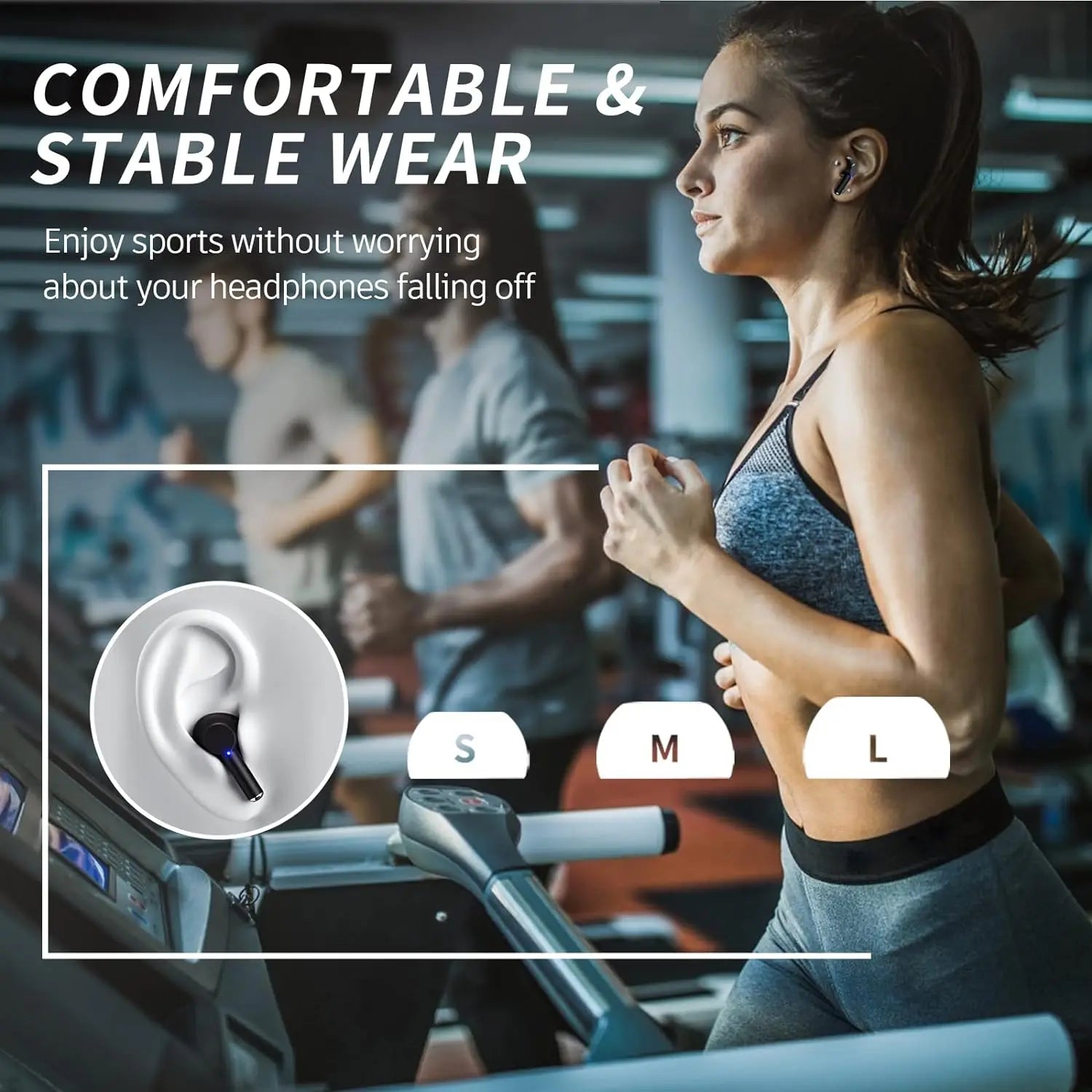 Kabellose Bluetooth 5.3 Kopfhörer 60 Std. Wiedergabezeit LED-Leistungsanzeige Ohrhörer Mikrofon Geräuschunterdrückung Stereo Sound Earphones