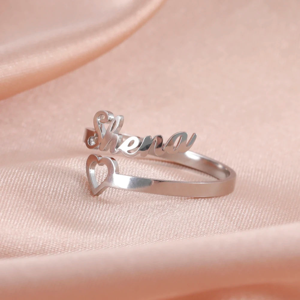 Personalisierter Doppel-Vorname-Ring für Damen und Herren, personalisiertes Paar-Familien-Geschenk, goldfarbener Edelstahl-Metallschmuck