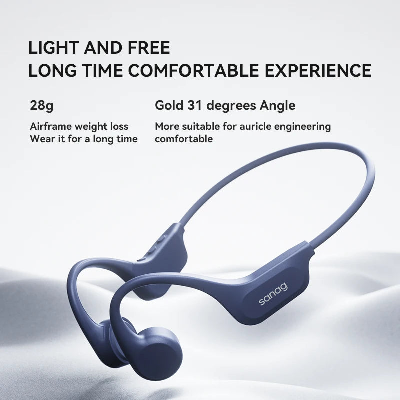 Sanag B60S Knochenschall-Kopfhörer IPX8 Schwimmen Bluetooth Kopfhörer Kabelloses Headset 32GB/64GB MP3 mit Mikrofon Ohrhörer