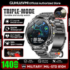 2026 Neue TANK Ultra 1400mAh Akku Militär Smartwatch 10ATM Wasserdicht Herzfrequenz Taktische LED Taschenlampe Herren Sportarmband