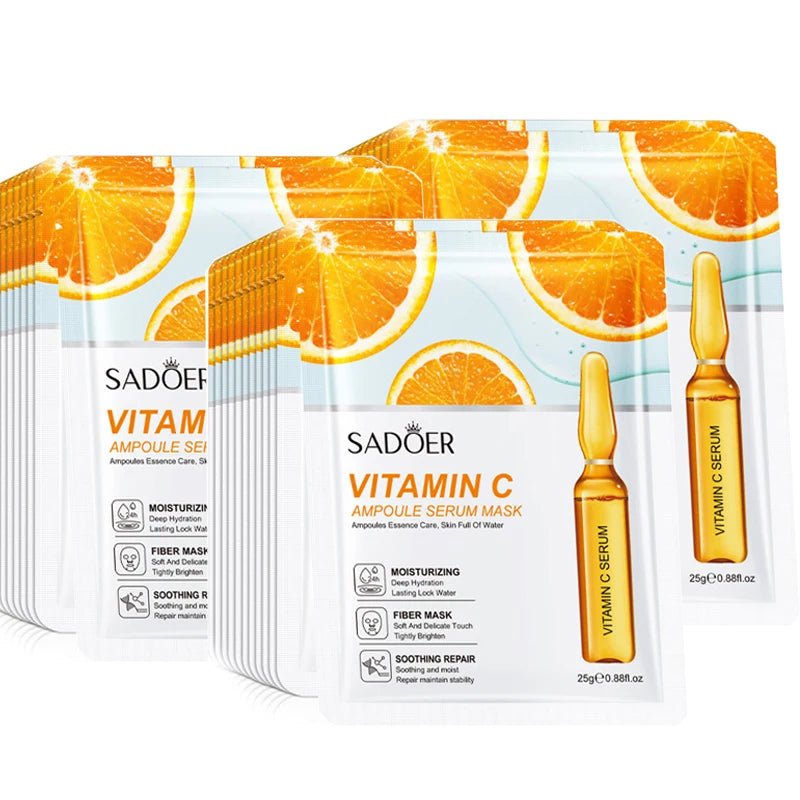 10 St. SADOER 24K Gold Vitamin C Hyaluronsäure Gesichtsmaske Feuchtigkeitsspendend Straffend Hydrierend Gesichtsmasken Hautpflegeprodukte