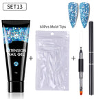 LILYCUTE 15ml Verlängerungsgel-Nagellack-Set Quick Nail Prolong mit Verlängerungsform-Nagelspitzen Acryl-Lösung Maniküre-Werkzeug-Kit