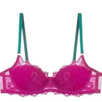 Sexy Spitzen-BH- und Höschen-Set, Minimizer, Anti-Sagging, vollflächig bedeckend, verstellbarer Bügel, große Bruststütze, dünne Seitenstütze, kein Überlaufen