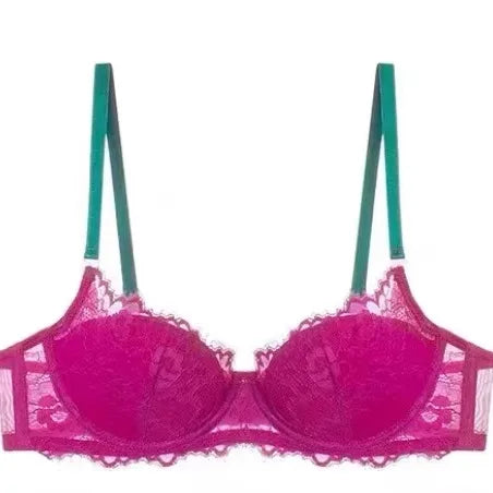 Sexy Spitzen-BH- und Höschen-Set, Minimizer, Anti-Sagging, vollflächig bedeckend, verstellbarer Bügel, große Bruststütze, dünne Seitenstütze, kein Überlaufen