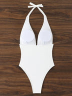Neckholder-Badeanzug Damen Einteiler Bademode Damen 2026 Trend V-Ausschnitt Strandmode Weiblich Monokini Sommer Bodysuit