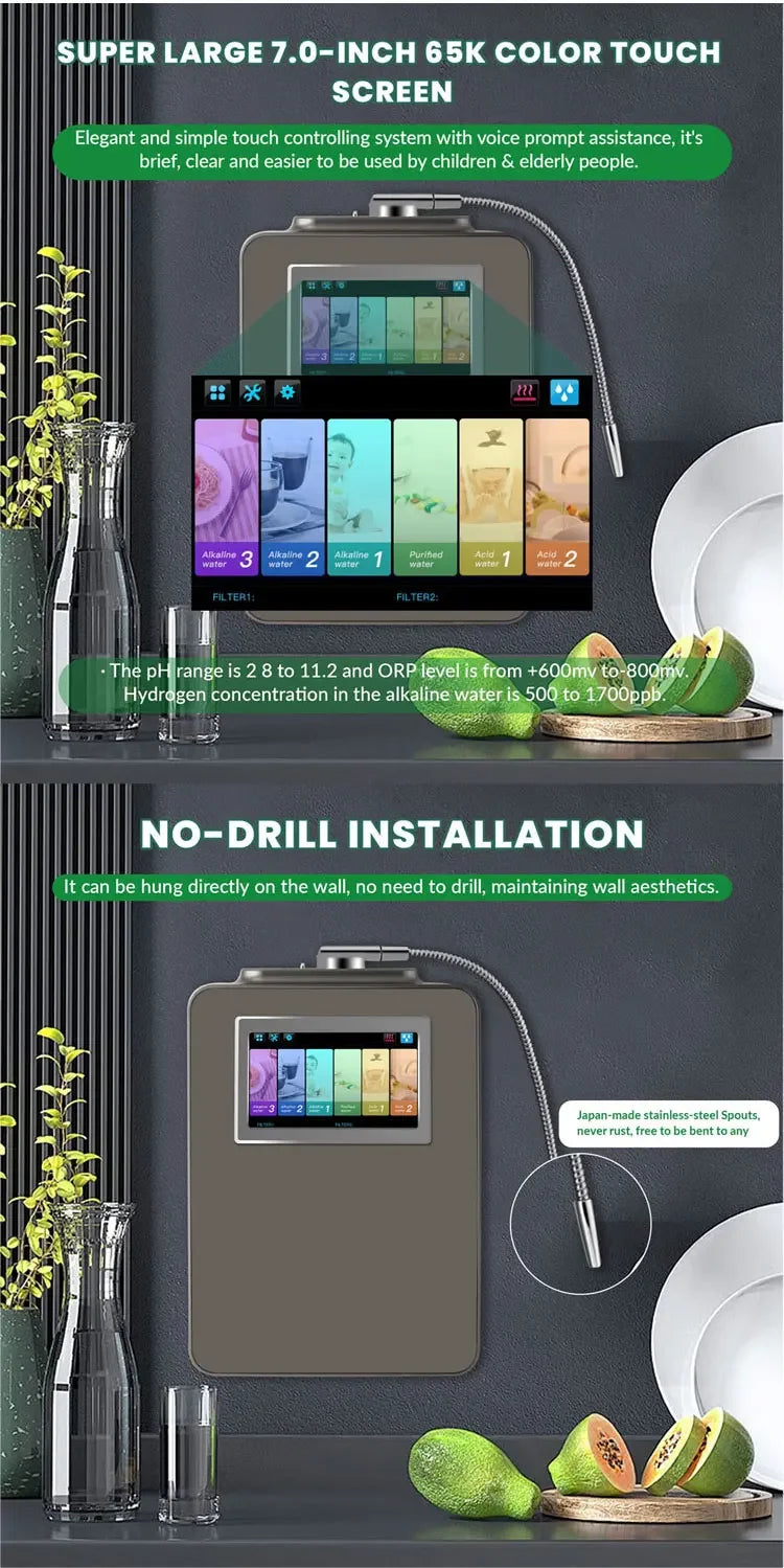 Wholesale PH 2.5-11.2 Platinum Coating 11 Plates Alkaline Water Ionizer Water Treatment Appliances Japan Kangen Water Dispenser