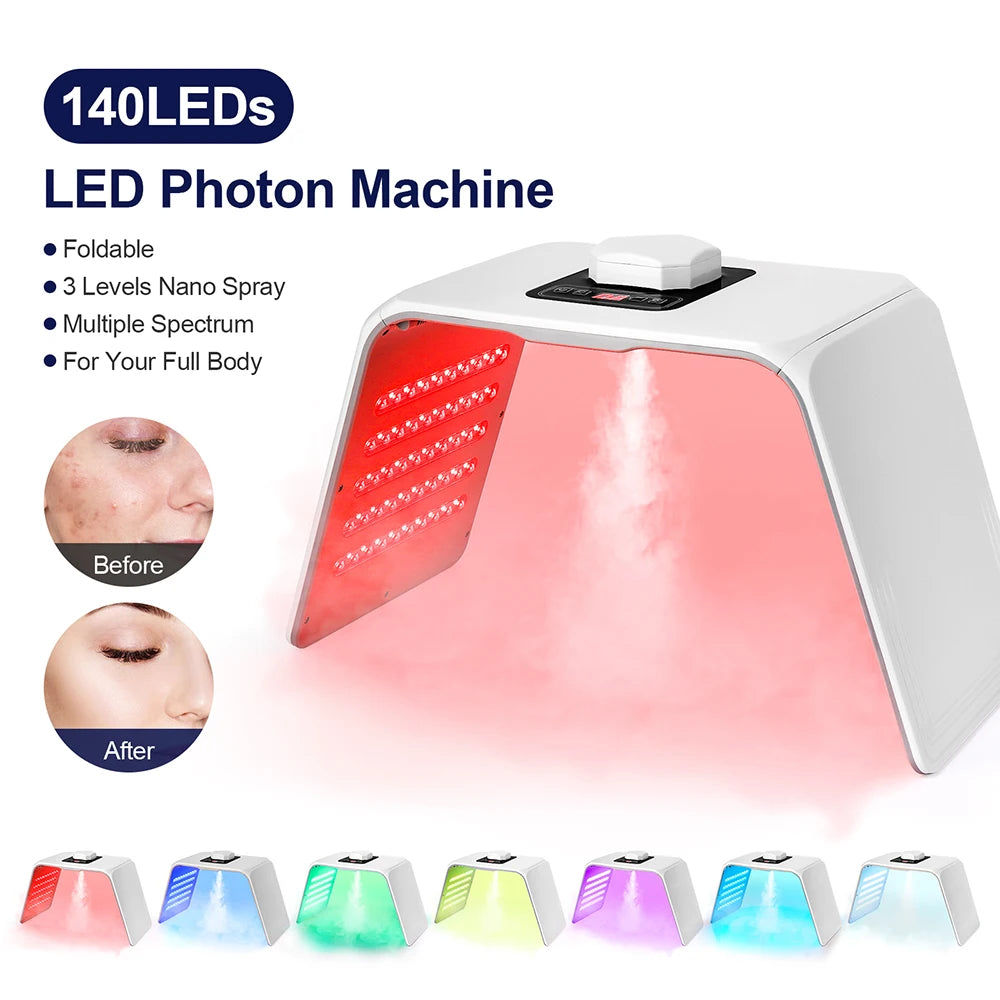 7 Farben LED Photon Schönheitsmaske Hautbefeuchtung Nano-Spray Gesicht & Körper SPA Hautpflege LED Gesichtsmaske