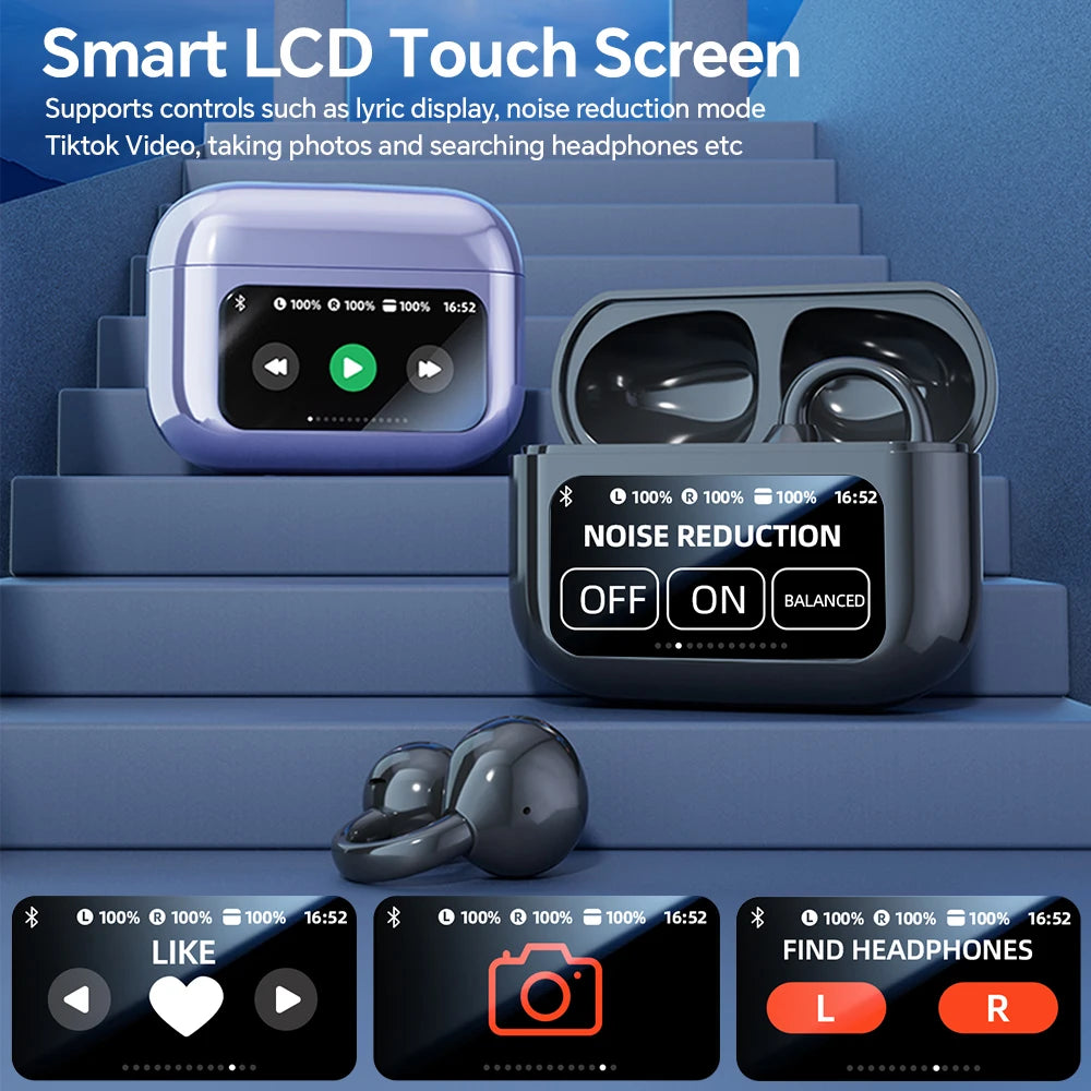 Touchscreen-Bluetooth-Kopfhörer 144 Sprachen Echtzeit-Übersetzung Kopfhörer Drahtlose Open-Ear-Clips Sport-Gaming-Kopfhörer