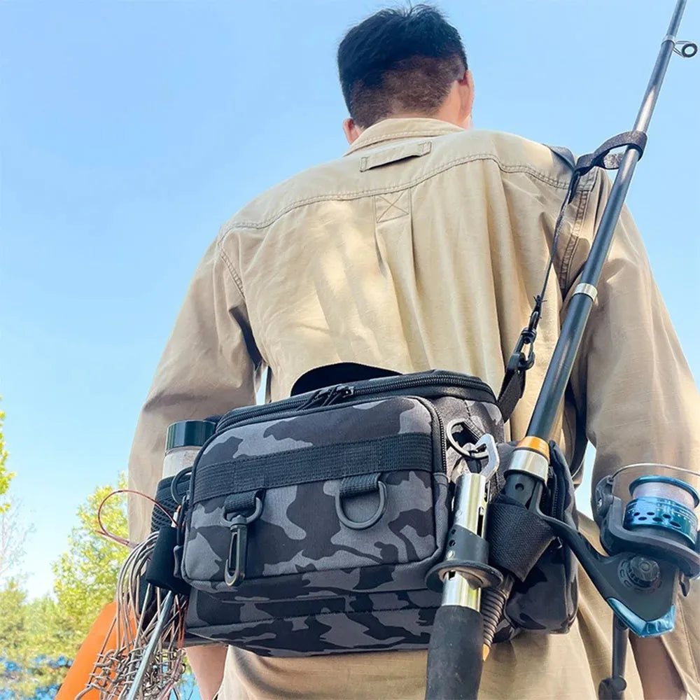 Herren-Taschen, Angelrucksack, Werkzeugrucksack, Umhängetasche, Warenrucksäcke, Meerzubehör, Outdoor-Rucksack, Camouflage-Unterhaltungssport