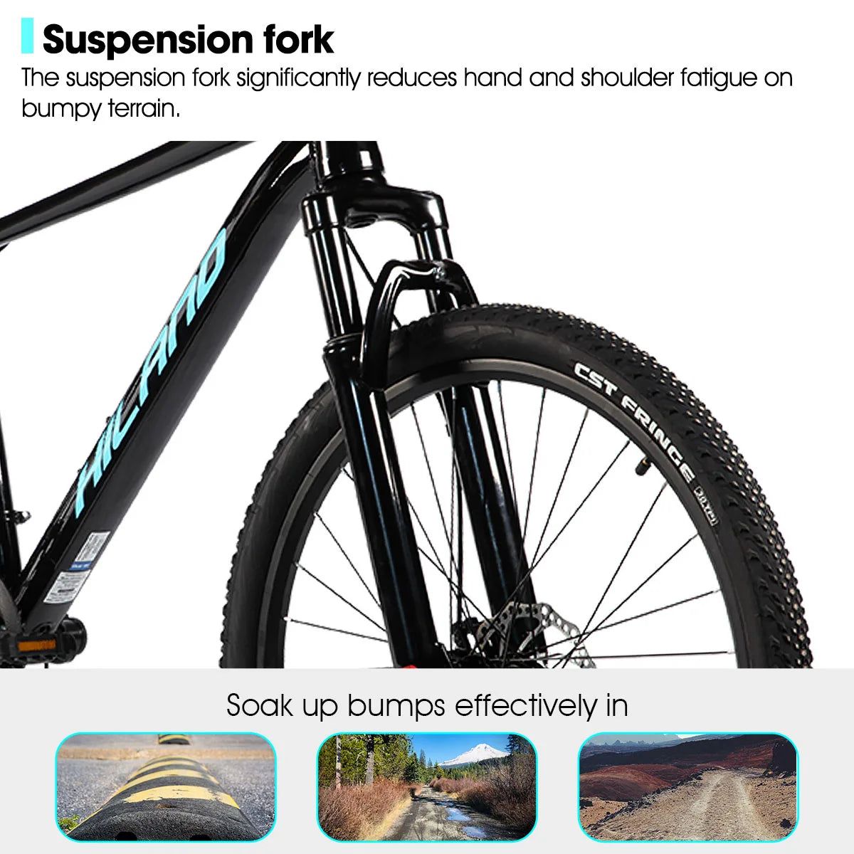 HILAND 26 Zoll Mountainbike aus Aluminiumlegierung für Damen und Herren, 21-Gang-Fahrrad mit mechanischen Scheibenbremsen, Federgabel