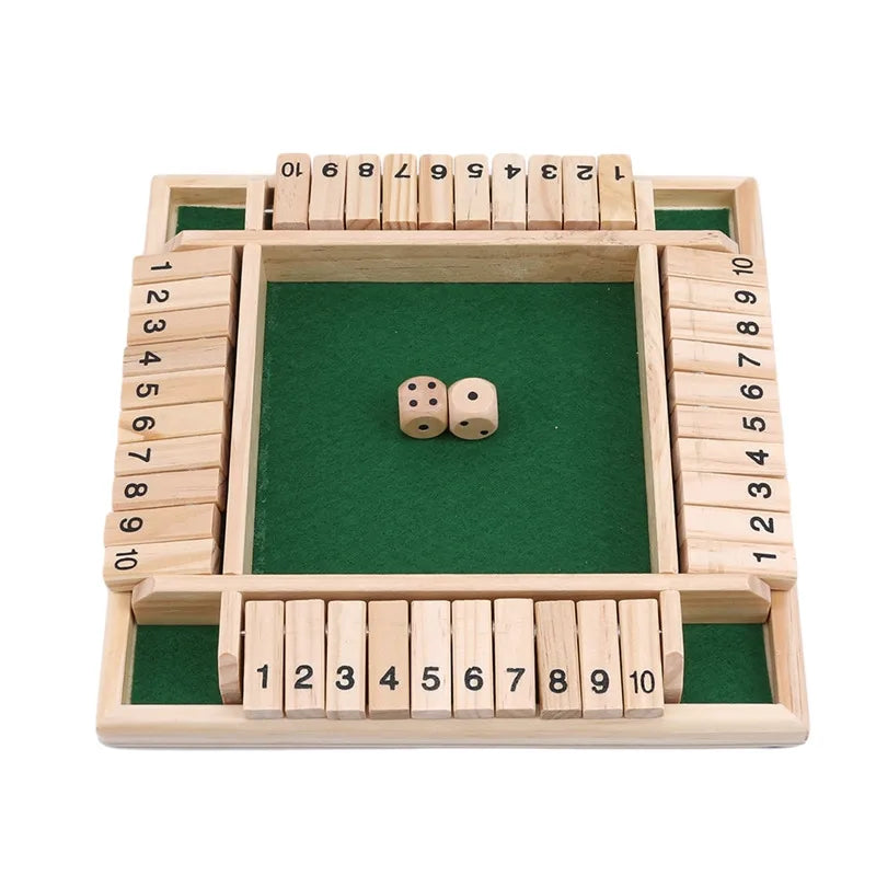Vierseitige Klappkarten-Spiele Intellektuelles Lernspiel Box Würfel Spielzeug Eltern-Kind-Spiele Shut The Box Holz-Zahlen-Spiel Brettspiele