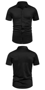 Herren Stretch Hemd Bügelfreie Hemden Regular Fit Kurzarm Stretch Business Casual Button-Down Hemden