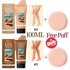 Bronze Bein- und Körper-Make-up-Foundation mit Puderquaste 100ml Wasserfest Lang anhaltend Gleichmäßiger Hautton Körperbräunungscreme 3 Farben