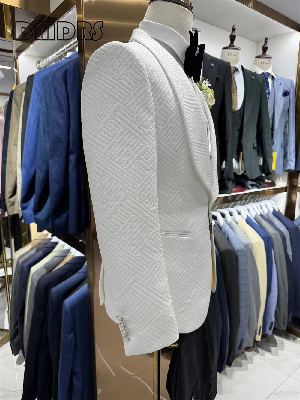 24H Versand Hochwertiger Hochzeitsanzug für Bräutigam, 3-teilig, Herrenmode-Anzüge, Ein-Knopf-Sakko mit Schalkragen, Weste, Hose