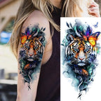 1 Blatt einzigartige Aquarell-Löwe-Tiger-Tier-Temporäre Tattoos langanhaltend wasserdicht Fuchs Eule gefälschter Tattoo-Aufkleber Körperkunst Tattoo