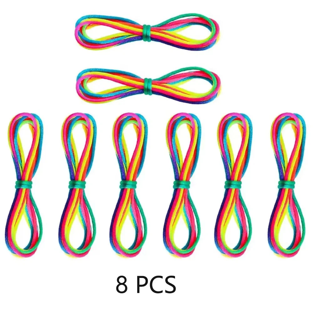 Regenbogen Cats Cradle Schnur 1.6M/63 Zoll Lange Regenbogen Bunte Fingerschnur Chinesische Fingerspiele Spielzeug für Kinder