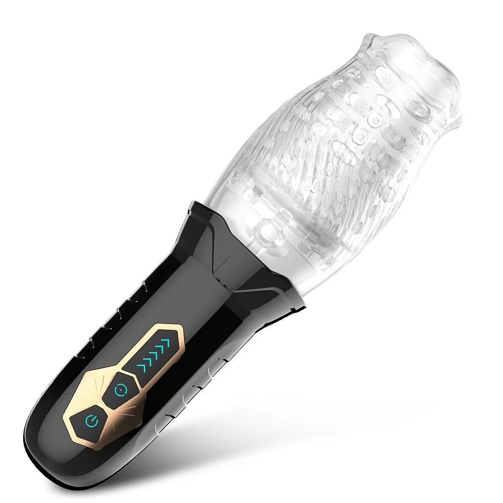 7 stoßende & vibrierende Stimulationsmodi, männlicher Masturbator Cup, realistischer 3D-Ärmel für männliche Masturbation, Penistraining, 18+
