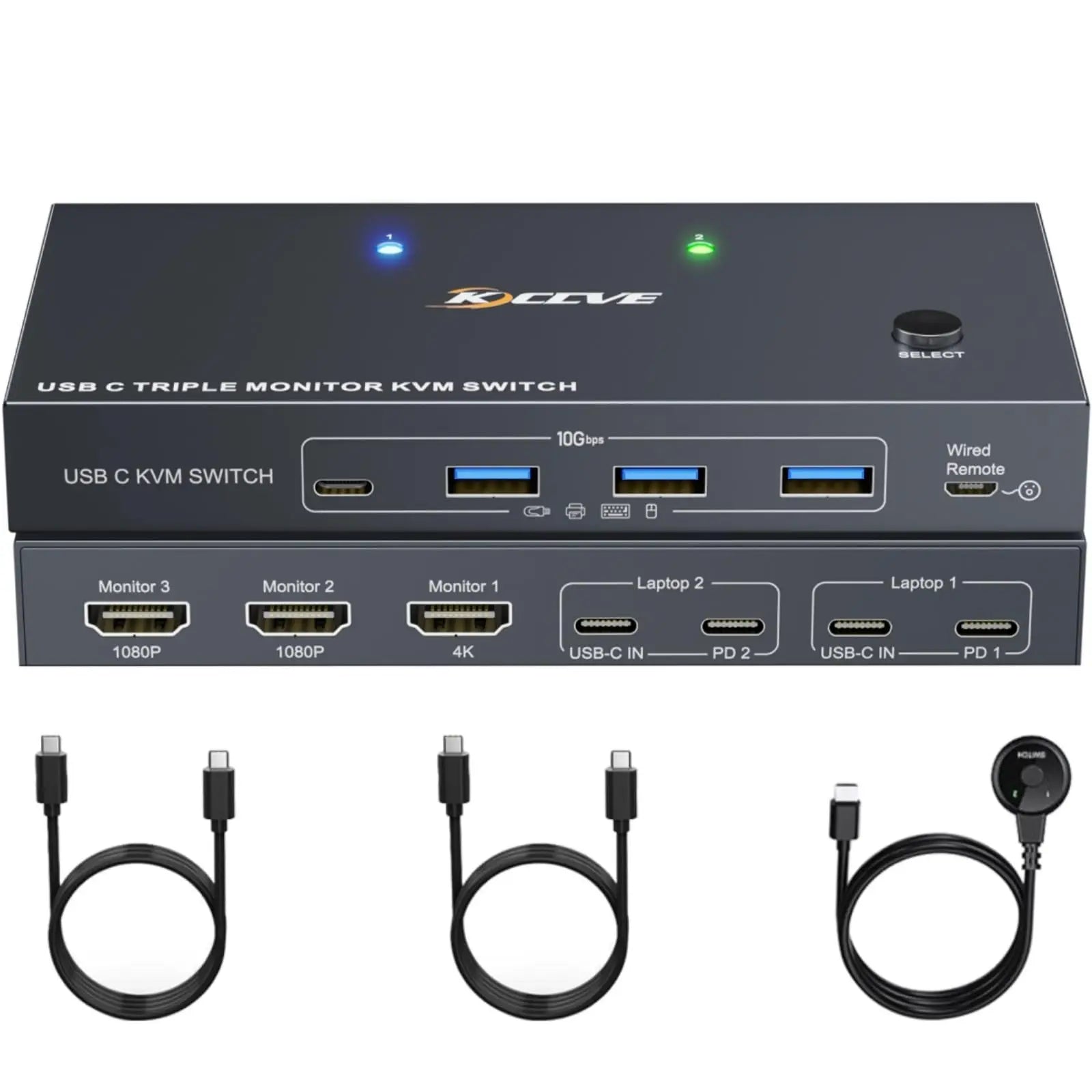 USB-C Docking Station Triple/Dual Monitor KVM Switch 4K 1080P@60Hz,USB C KVM Switch 3/2 Monitors 2 Laptops For Windows /Mac OS Hauptbild