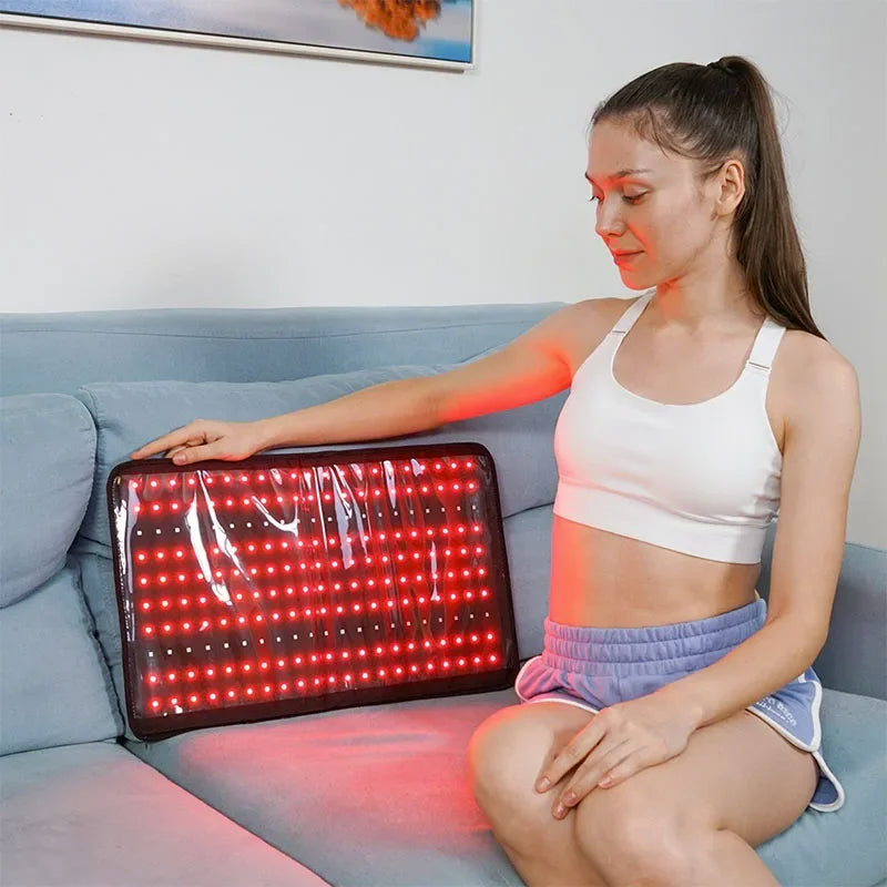 Rotlichttherapie-Matte, großes Rotlichttherapie-Pad mit Controller, Pulsmodus 660nm & 850nm Nahinfrarotlichttherapie-Gürtel
