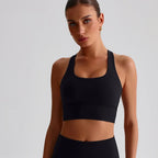 Solid Color Soft Tight Gym Yoga Underwear high strength shockproof Women Cross Back Fitness Bra Sport Top Comprehensive Butter