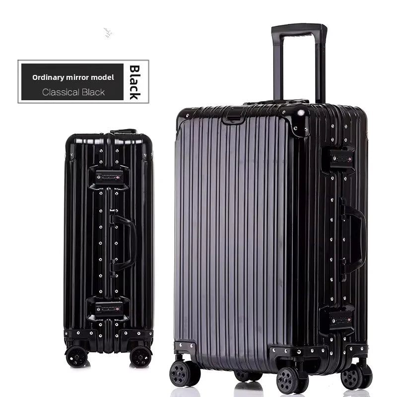 KLQDZMS Deutscher Koffer aus Aluminium-Magnesium-Legierung, 20 Zoll, Handgepäck, 28 Zoll, großes Fassungsvermögen, Reisekoffer aus Leder für Geschäftsreisen
