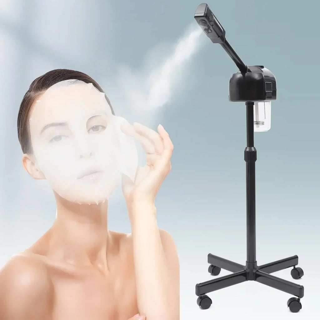 Tragbarer ästhetischer, höhenverstellbarer Gesichtsbedampfer mit LCD-Bildschirm und Rollen, geeignet für Schönheitssalons und zu Hause