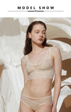 SuyaDream, Damen Spitzen-BH-Set, Futter aus echter Seide, dünne geformte Cups, ohne Bügel, transparente Unterwäsche aus Mesh, gemütliche Dessous 2025