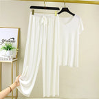 Zweiteiliges Set Damen Oberteil und Hose Sommer 2-teilige Sets Damen Outfits Urlaub 2026 neue Kollektion weite Hose elegant lässig
