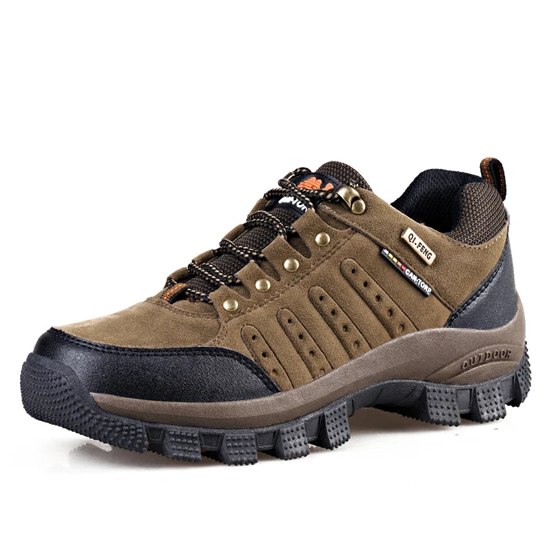 Hiking Shoes Non Slip Mountain Sneakers Winter Lace Up Retro Leather Shoe Sport Outdoor Trail Off-Road Trek Men Women Footwear