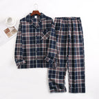 Herren-Hausanzüge Langärmelige Hosenanzüge für Herbst und Winter Pyjamas für Herren Flanell Kariertes Design Pyjamas für Herren
