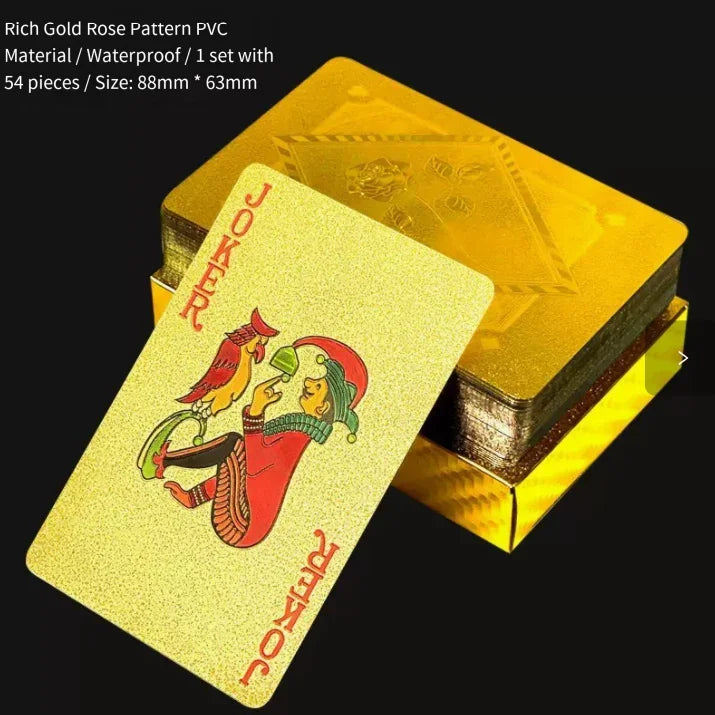 Brandneues 54-teiliges schwarz-goldenes Plastik-Spielkarten-Foliensatz Poker Magic Tool Party Tabletop Spiel