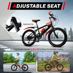 20 Zoll Mountainbike 7 Gänge, Verstellbarer Sattel Kinderfahrrad mit Schutzblechen und Flaschenhalter für Jungen und Mädchen 8-13 Jahre