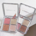 4 Farben Diamant Highlighter Puder Palette Glitzer Gesichtskontur Aufhellen Make-up Schimmer Ultrakonzentrierte Leuchtkraft Kosmetik