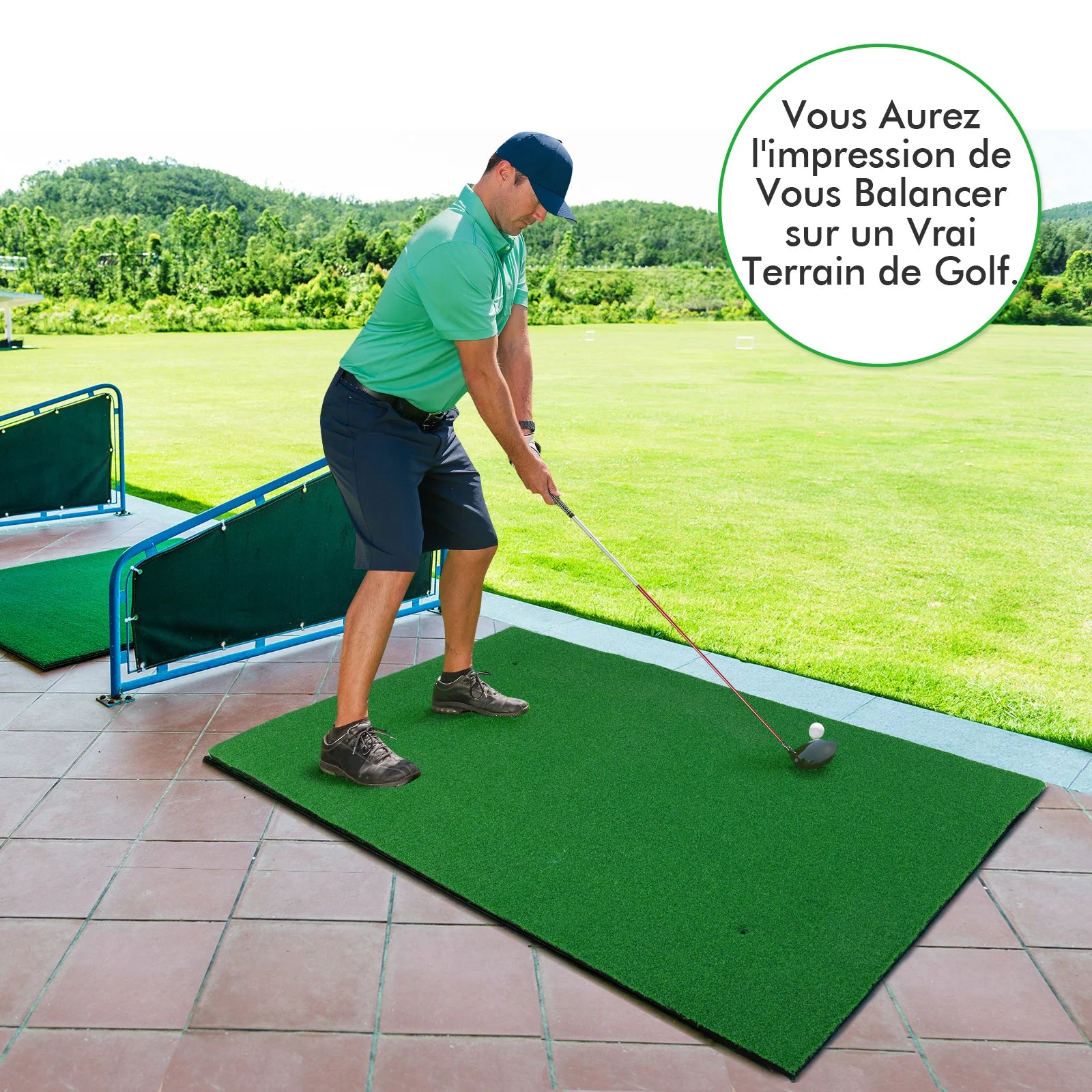 Golfschlagmatte, Reel Feel Golf-Übungsmatte mit Kunstrasen und 2 Tee-Positionen, 3 Gummi-Tees enthalten, Golf Putting Zweitbild
