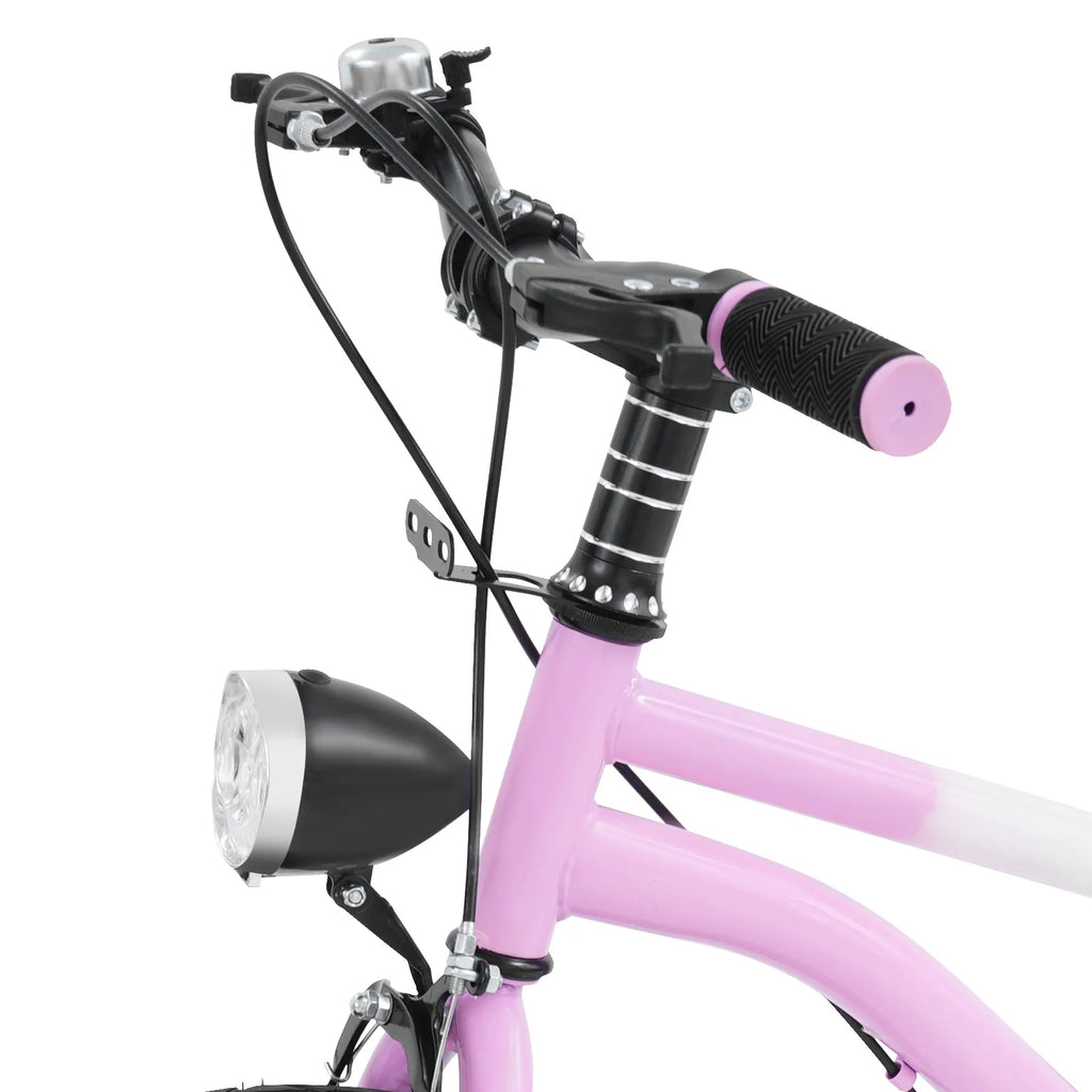 16 Zoll Kinderfahrrad Carbonstahl Mountainbike mit Stützrädern & LED-Licht für 5-8 Jahre, Höhenverstellbar, 60kg