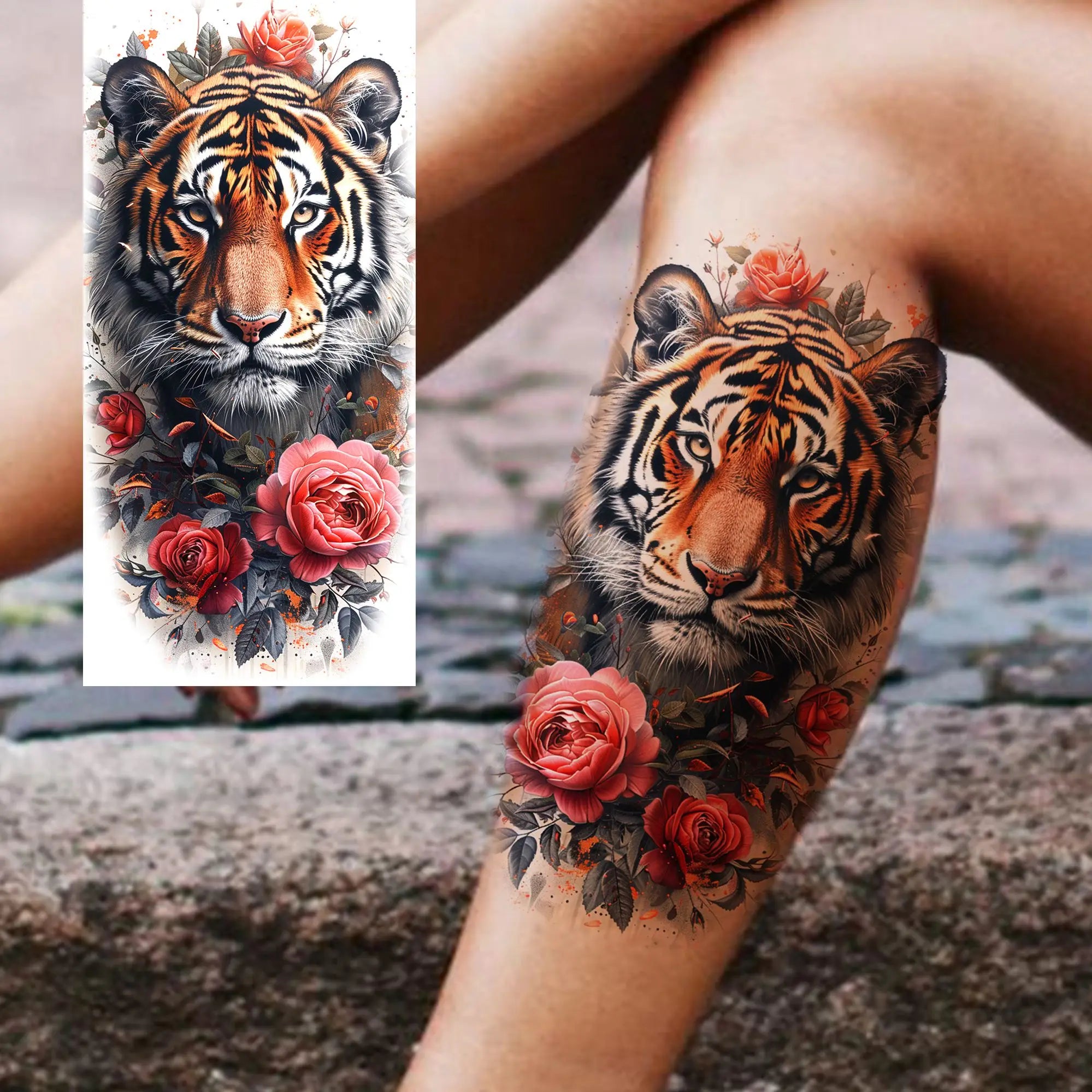 1 Blatt einzigartige Aquarell-Löwe-Tiger-Tier-Temporäre Tattoos langanhaltend wasserdicht Fuchs Eule gefälschter Tattoo-Aufkleber Körperkunst Tattoo