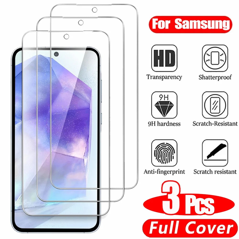 3 Stück HD Panzerglas für Samsung A17 A27 A37 A57 A16 A26 A36 A56 A55 A53 A54 A35 A25 A15 Displayschutzfolie Samsung Galaxy S26 S25 S24 Ultra Cristal Templado S24 FE S23 S22 S21 Plus Hauptbild