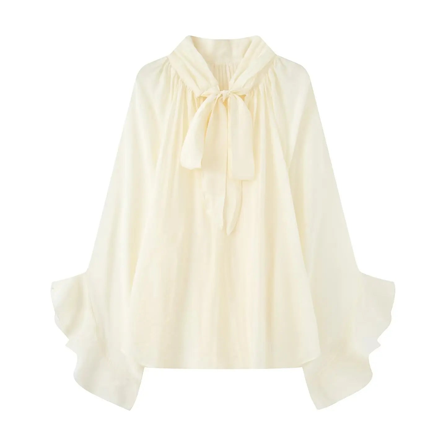 NLZGMSJ Schleifendekoration Locker Langärmlige Blusen für Damen Neue Mode Rüschenkante Hemden und Blusen Damen Top