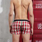 SEOBEAN Klassische Herren Boxershorts kariert 100% Baumwolle Unterwäsche Boxershorts U-konvexer Beutel Pfeil Panties Shorts Herren Schlafunterteile
