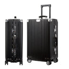 Hochwertiger Vintage-Koffer aus Aluminium-Magnesium-Legierung, 20/24/26/29 Zoll leichter Reise-Trolley mit Ledergriff